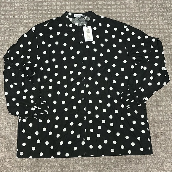 WeWoreWhat Billow Sleeve Oversized Black & White Polka Dot Button Up Size Small - Picture 5 of 9